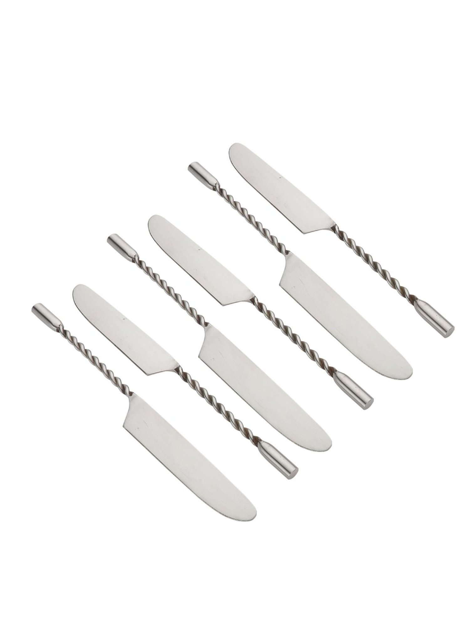 VarEesha Silver Stainless Steel Twisted Handle Knives - Set of 6