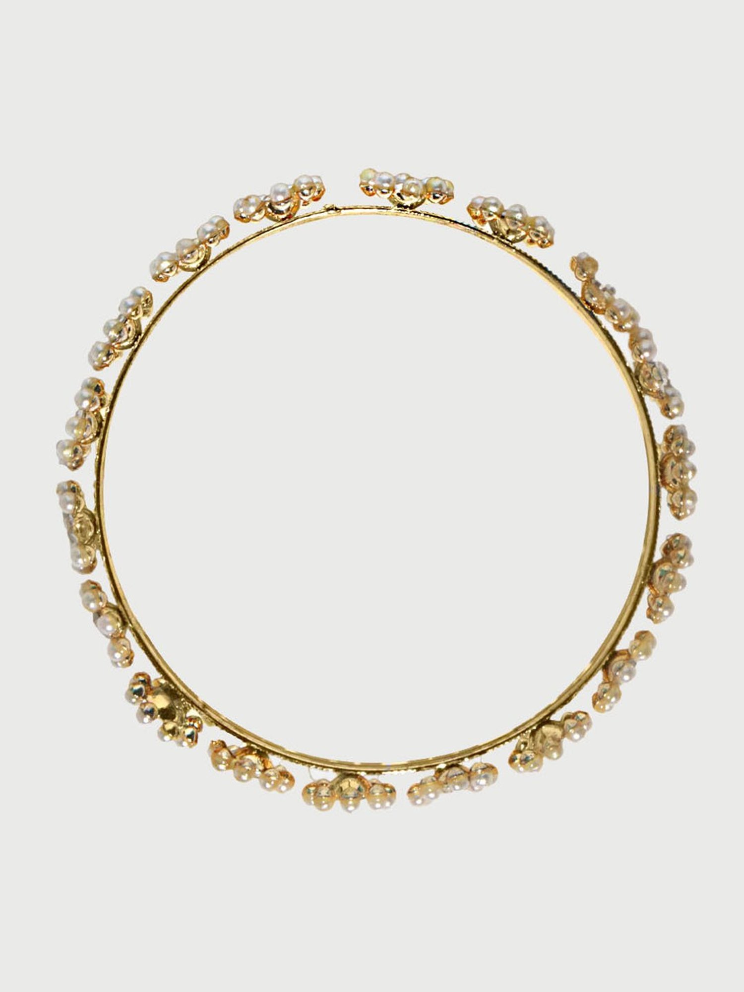 Fida Gold-Plated White Stone-studded & Beaded Bangle for Women - Set of 9