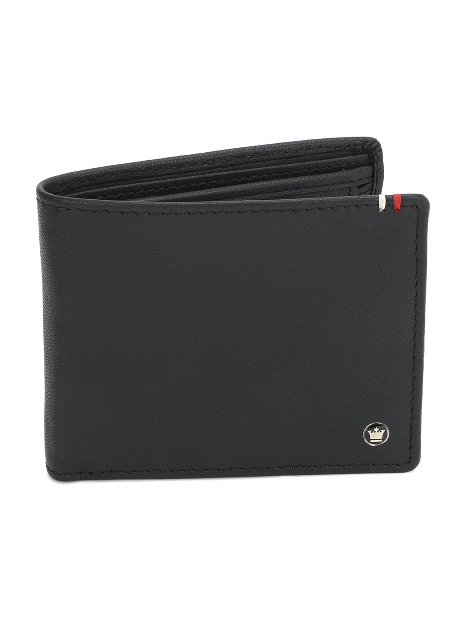 Louis Philippe Black Leather Bi-Fold Wallet for Men