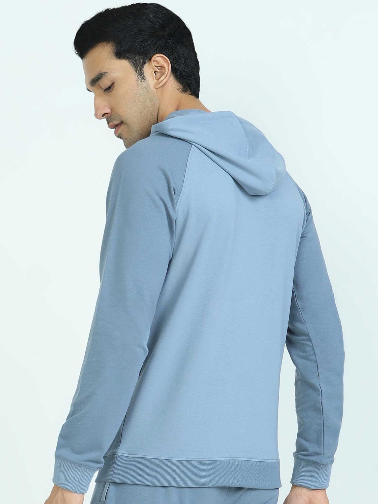 XYXX Ice Blue Regular Fit Hooded Sweatshirt