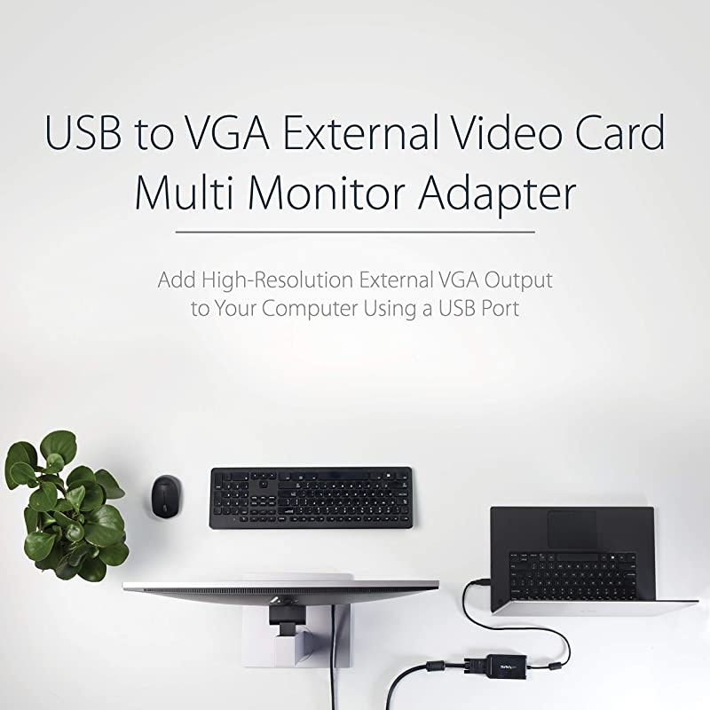 com USB to VGA Adapter 1920x1200 External Video Graphics Card Dual Monitor Display Adapter Supports Windows USB2VGAE3