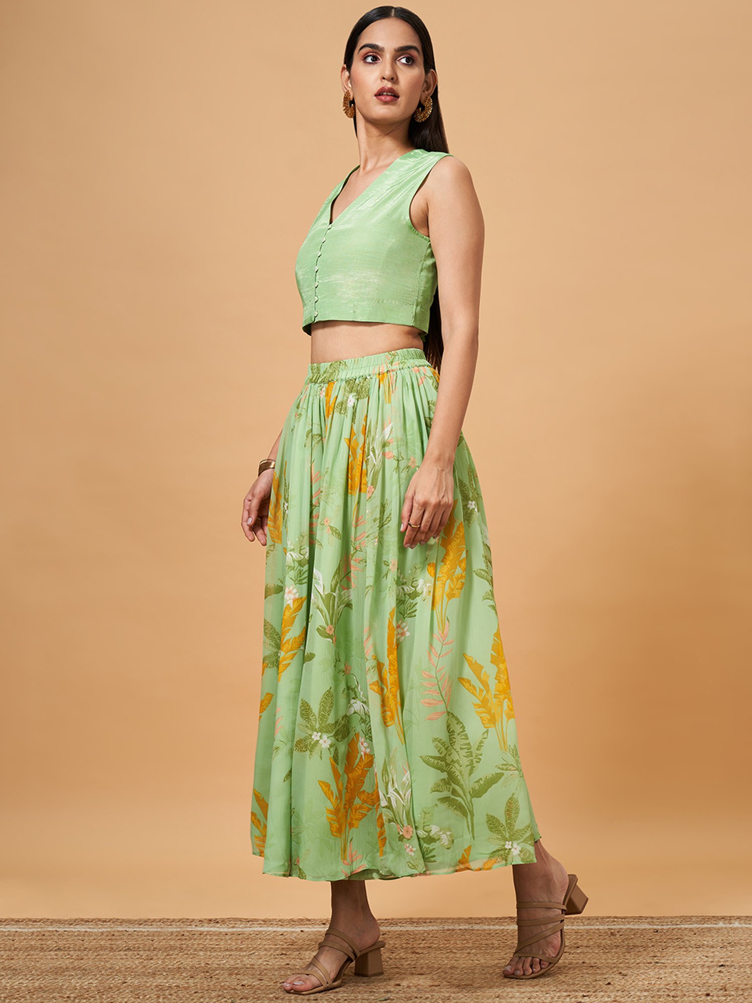 Marigold Lane Lime Green Regular Fit Top Palazzo Set
