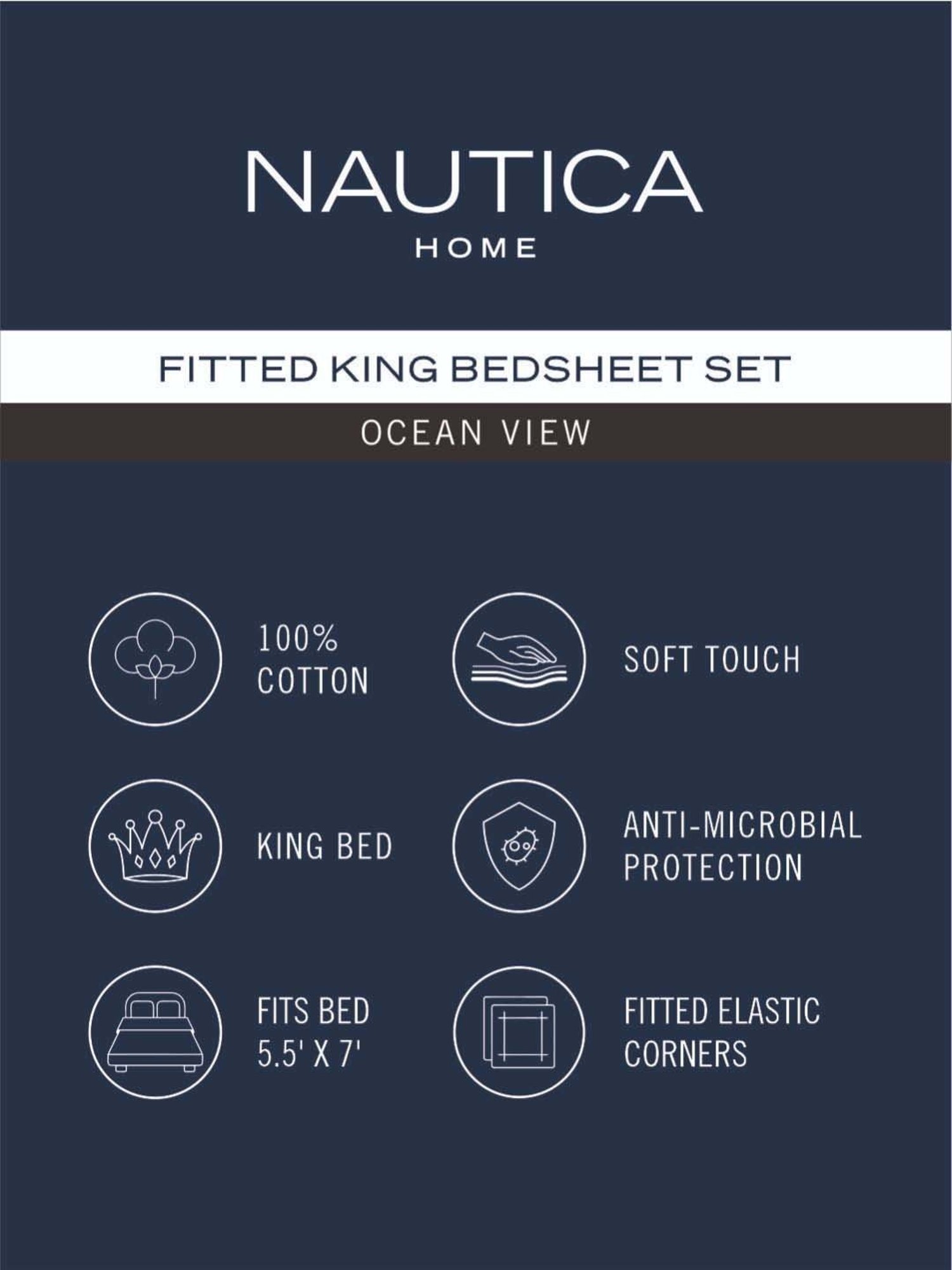 NAUTICA Ocean View Orange & Pink Cotton 160 TC King Fitted Bedsheet with 2 Pillow Cover