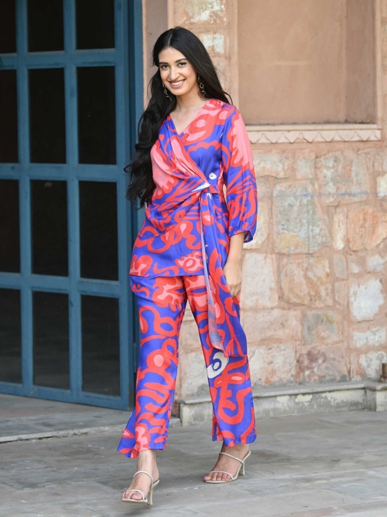 Mahee Jaipur Blue Chic Wave Tunic with Pant Co-ord Set