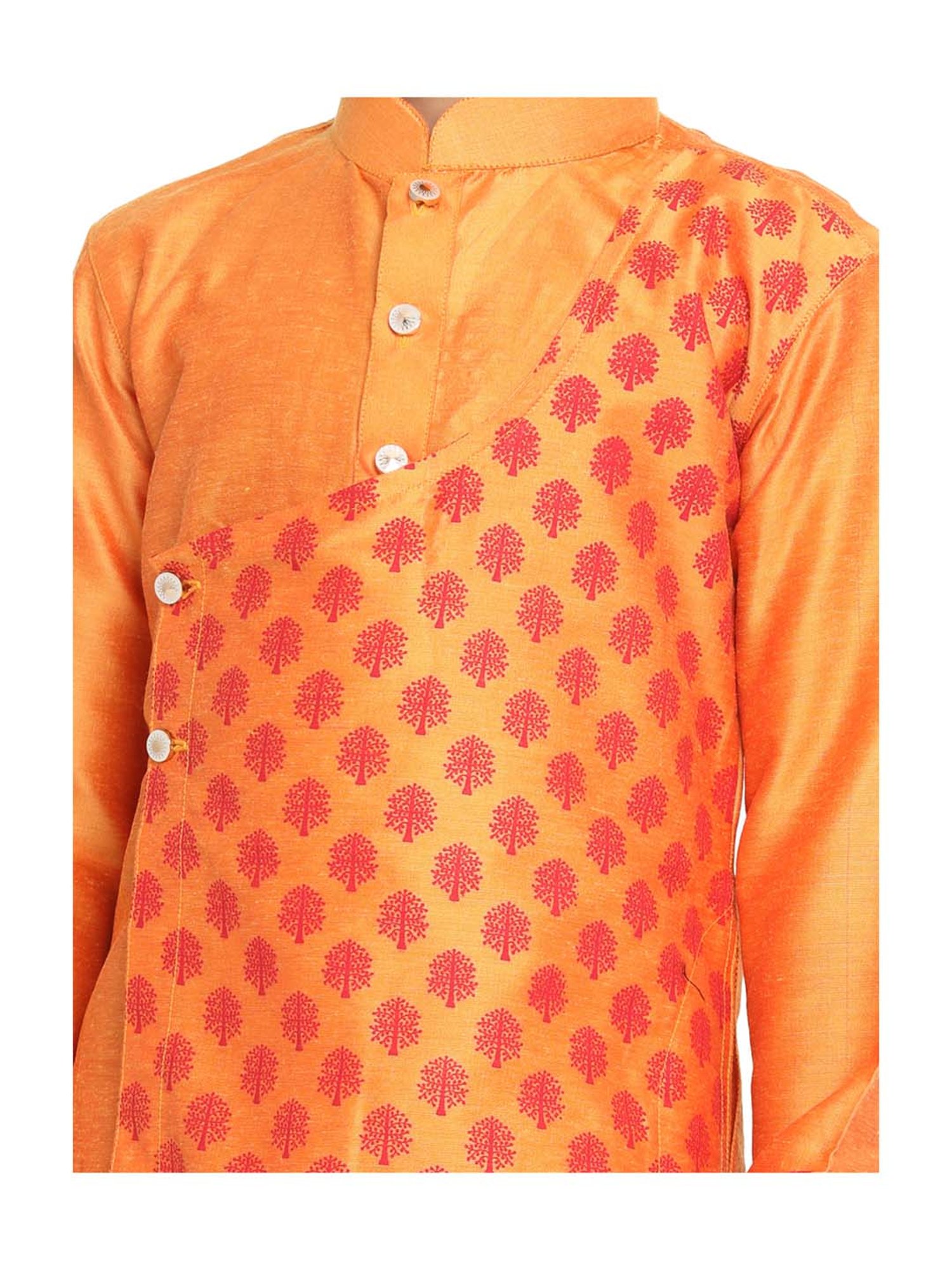 VASTRAMAY Kids Orange Printed Kurta Set