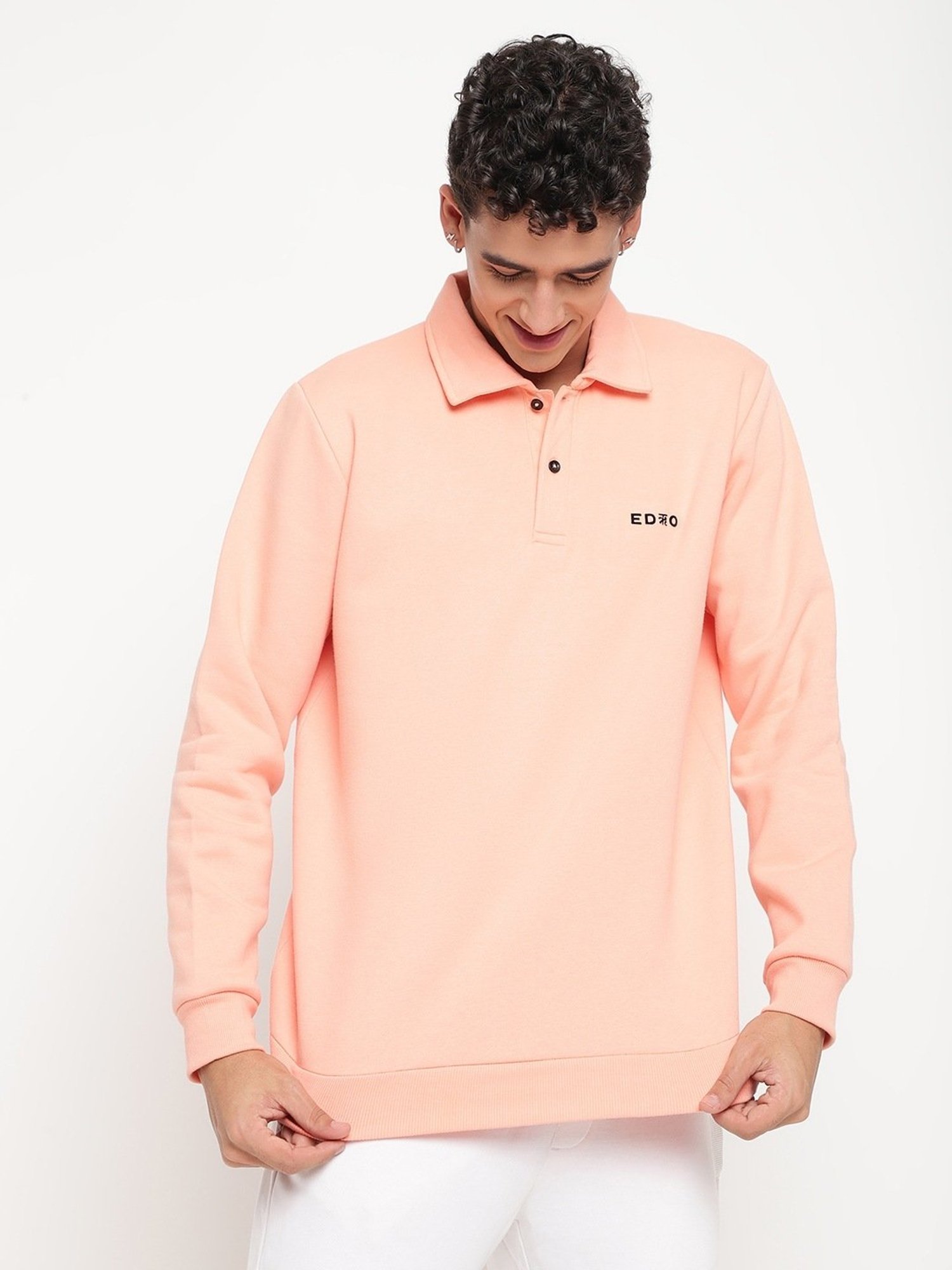EDRIO Peach Nectar Relaxed Fit Polo T-Shirt
