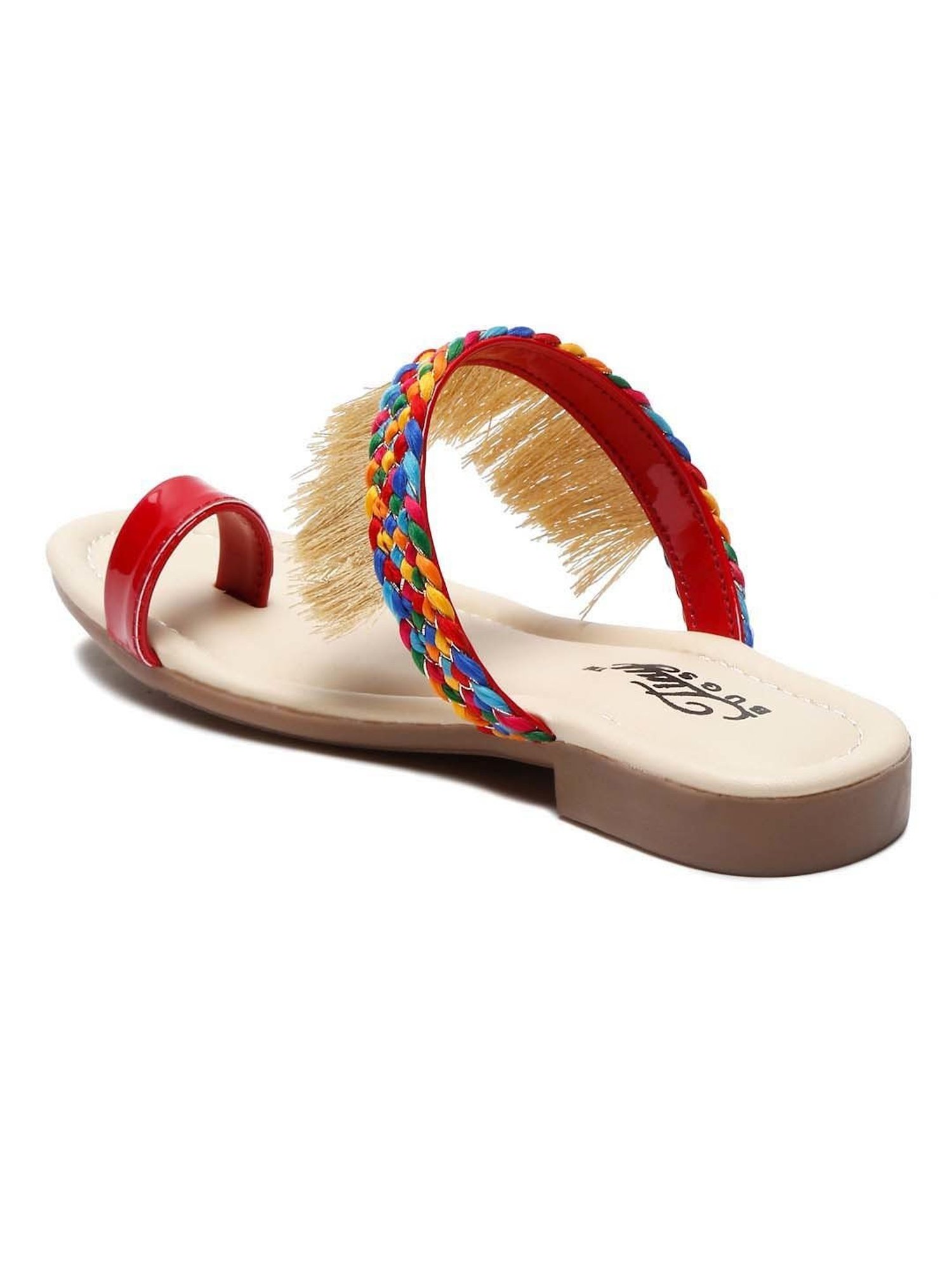 Tiny Bugs Kids Red & Beige Toe Ring Sandals