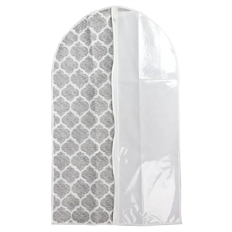 Home Basics Arabesque Non-Woven Suit Bag with Clear Plastic Panel, White
