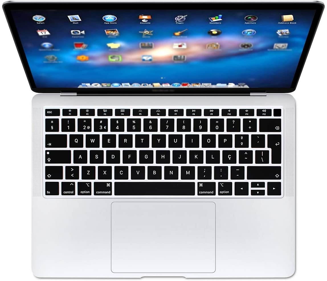 HRH Portuguese Language Silicone Keyboard Cover Skin for MacBook Newest Air 13 Inch 2018 Release A1932 with Retina Display and Touch ID,European Layout