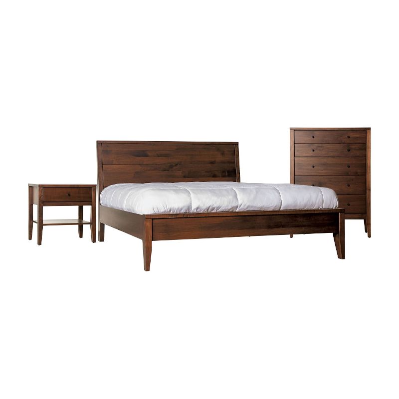 3pc California King Myandra Solid Maple Wood Bedroom Set with 5 Drawer Chest Espresso - HOMES: Inside + Out
