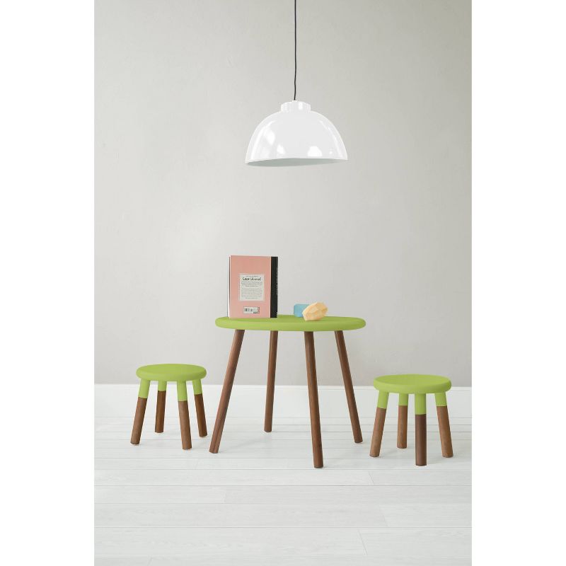 Set of 2 Peewee Wood Veneer Kids' Chairs Solid Walnut/Green - Nico & Yeye