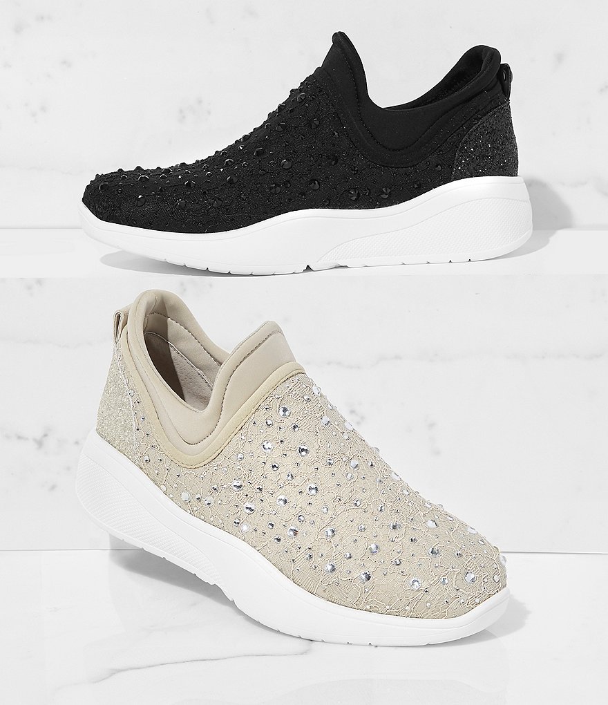 Antonio Melani Jaxtyn Hotfix Lace and Jewel Embellished Sneakers