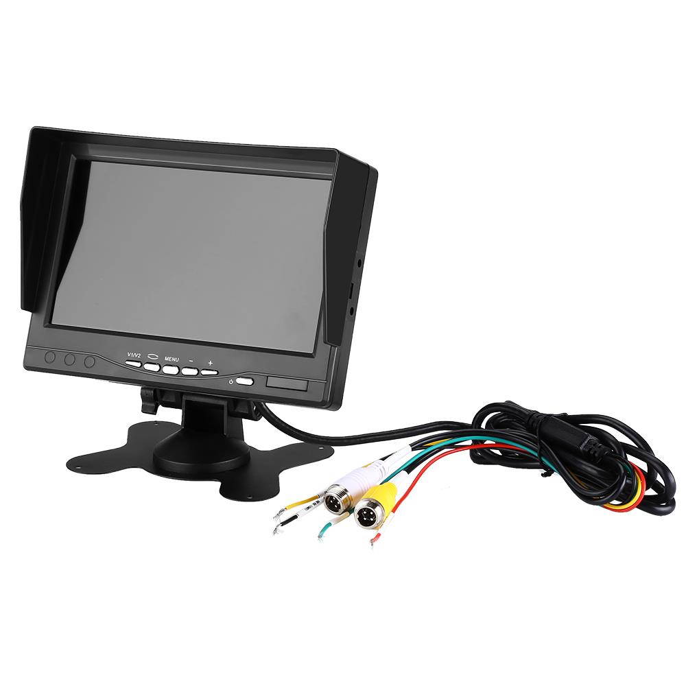 Dual Backup Camera with 7''  2 Split Monitor Kit, Front View/Rear-View Camera, Night Vision, Waterproof,49.3FT Cables for Trucks, RV, Trailer, Bus