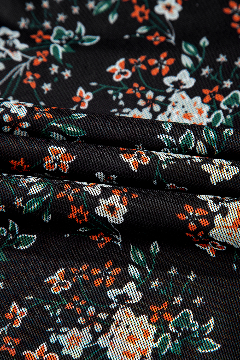 Rose Red Rhinestone Mesh Long Sleeve Bodysuit