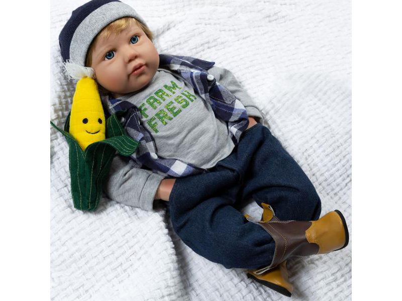 Paradise Galleries Reborn Toddler Doll - Farm Fresh Boy, 21 inches, New SoftTouch Vinyl, Weighted Body, 7-Piece Reborn Doll Set