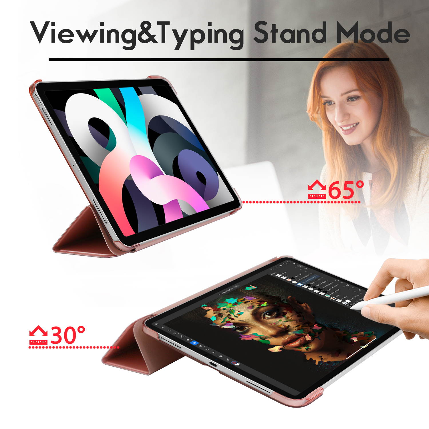 DONWELL For Apple iPad &nbsp;Air&nbsp;4th 10.9&lsquo;&rsquo;&nbsp;2020, iPad&nbsp;Pro&nbsp;11&lsquo;&rsquo;&nbsp;2020, iPad&nbsp;Pro&nbsp;11&lsquo;&rsquo;2018, &nbsp;Case&nbsp;Shockproof Leather&nbsp;Stand&nbsp;Tablet&nbsp;Cover Rose Gold