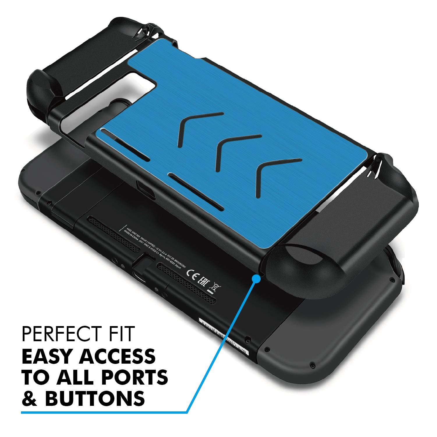 Nintendo Switch Case Cover for Console & Joy-Con Controller - Travel Friendly Aluminum Alloy Hard Shell Protector, Anti-Scratch Shockproof Protective Nintendo Switch Accessories (Blue)