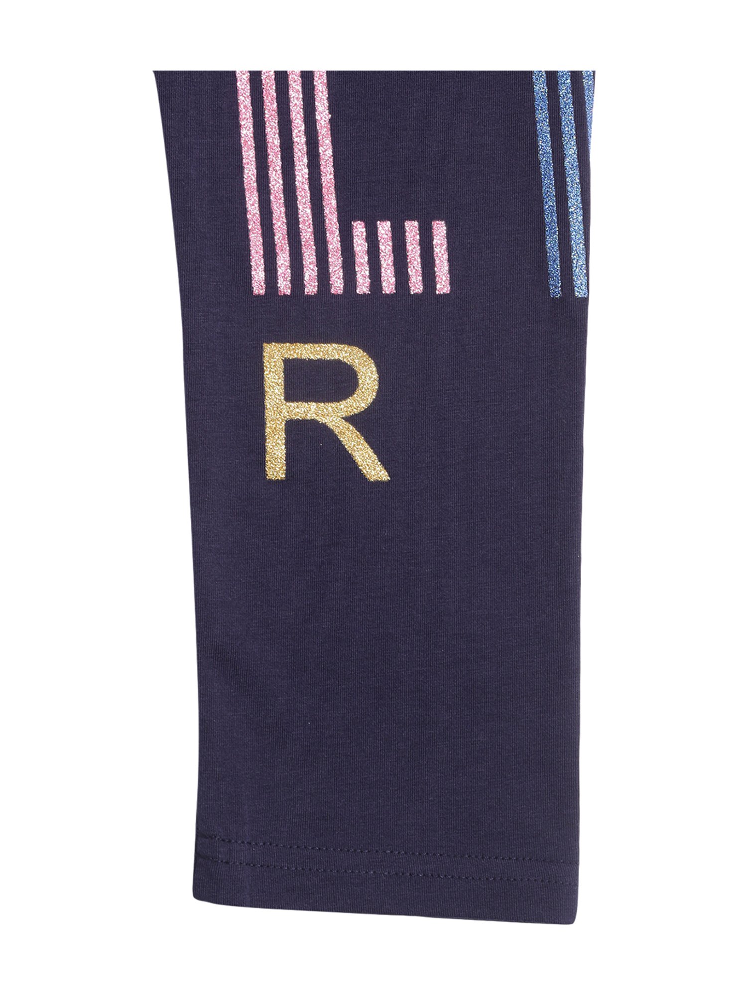 Elle Girls Blue Cotton Printed Leggings