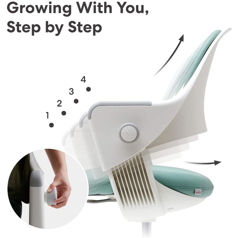 SIDIZ Ringo Swivel Series Height and Depth Adjustable Kid Desk Chair with Sit Brake Casters and Footrest for Ultimate Posture Support, Mint Green