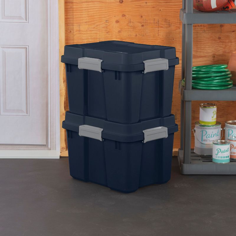 Sterilite 19434303 120 Quart Clear Plastic Storage Container Box and Lid with Blue Latches and Wheels (3 Pack)