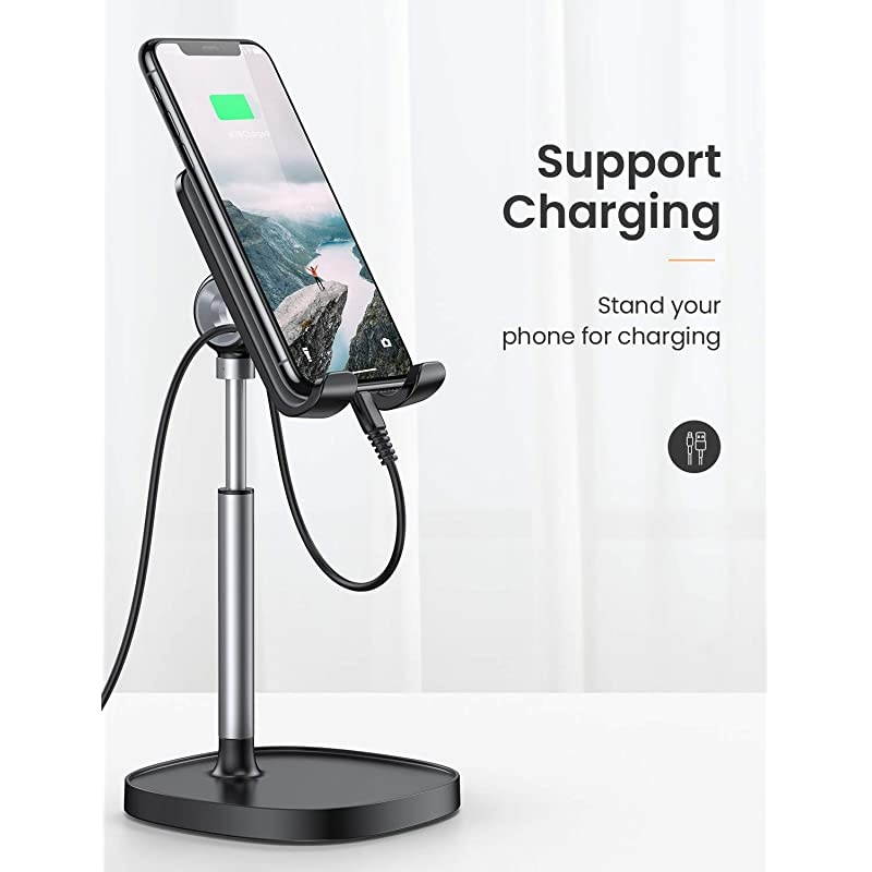Cell Phone Stand, Angle Height Adjustable  Phone Stand for Desk, Thick Case Friendly Phone Holder Stand for Desk, Compatible with All Mobile Phones,iPhone,Switch,iPad,Tablet(4-10in)