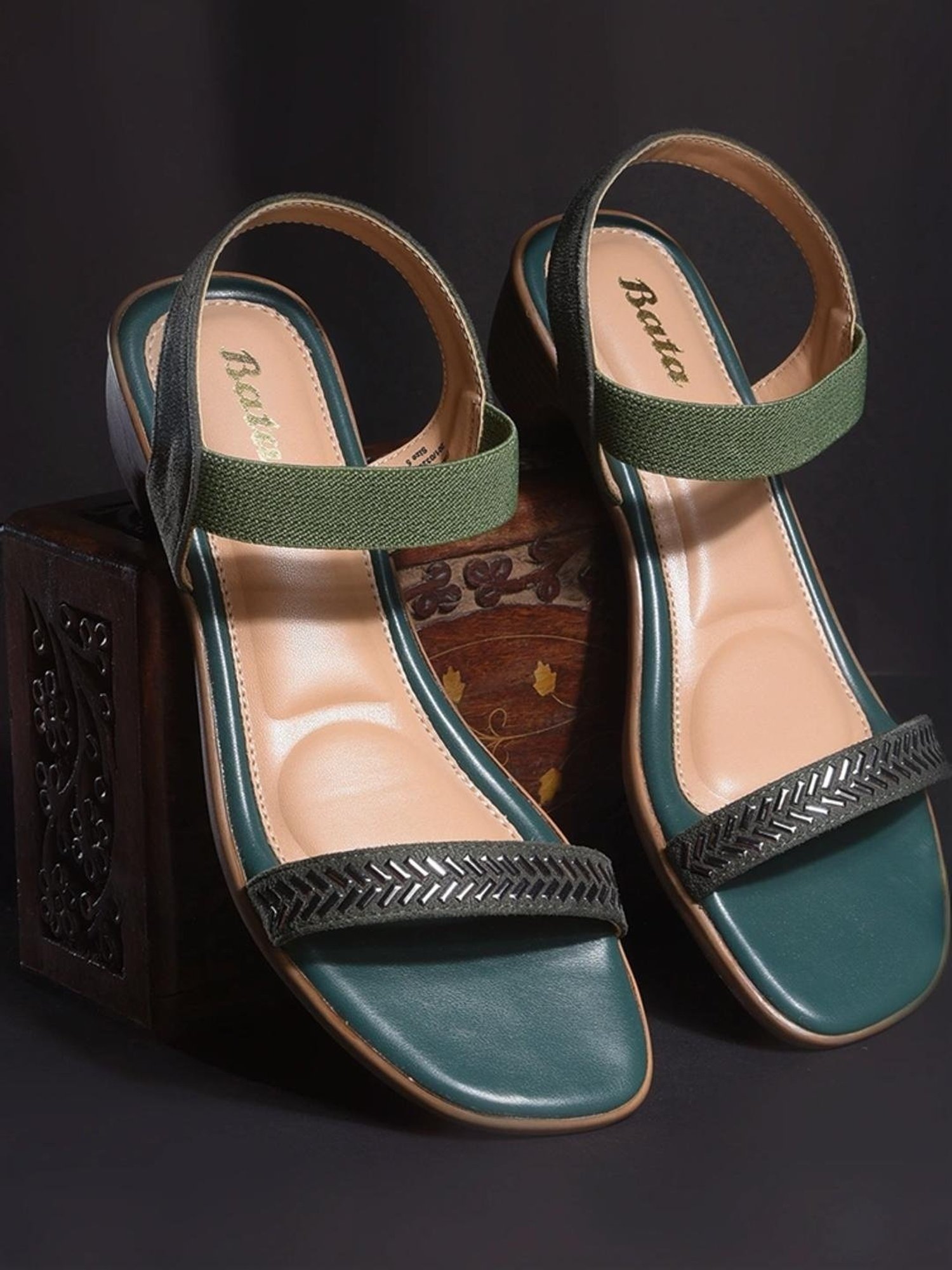 Bata Women's SHIRA Green Ankle Strap Sandals