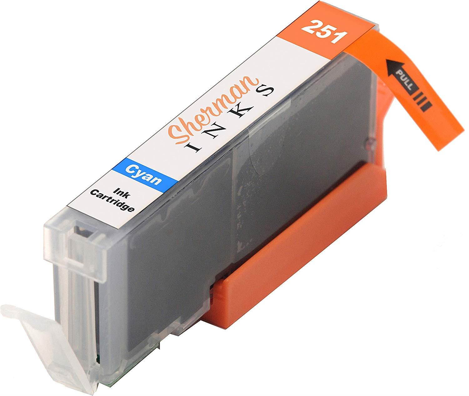 Sherman Replacement Ink Cartridge 5 Pack CLI-251XL 251 XL PGI-250XL 250 XL High Yield for Printer: Canon PIXMA iP7220 iX6820 MG5420 MG5422 MG5520 MG5522 MG5620 MG5622 MG6420 MG6620 MX722