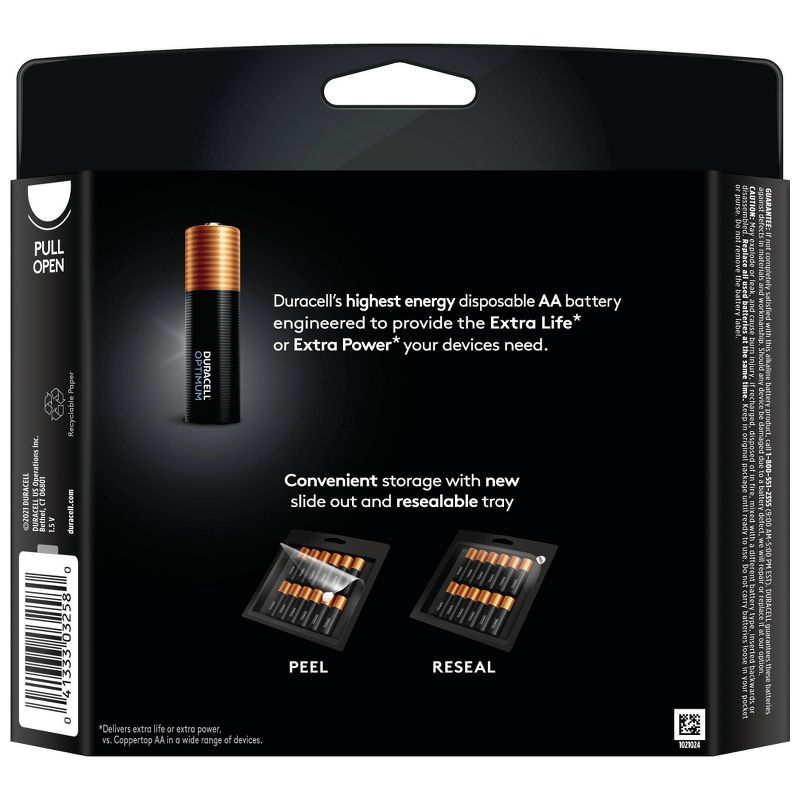 Duracell Optimum AA Batteries - 12 Pack Alkaline Battery with Resealable Tray