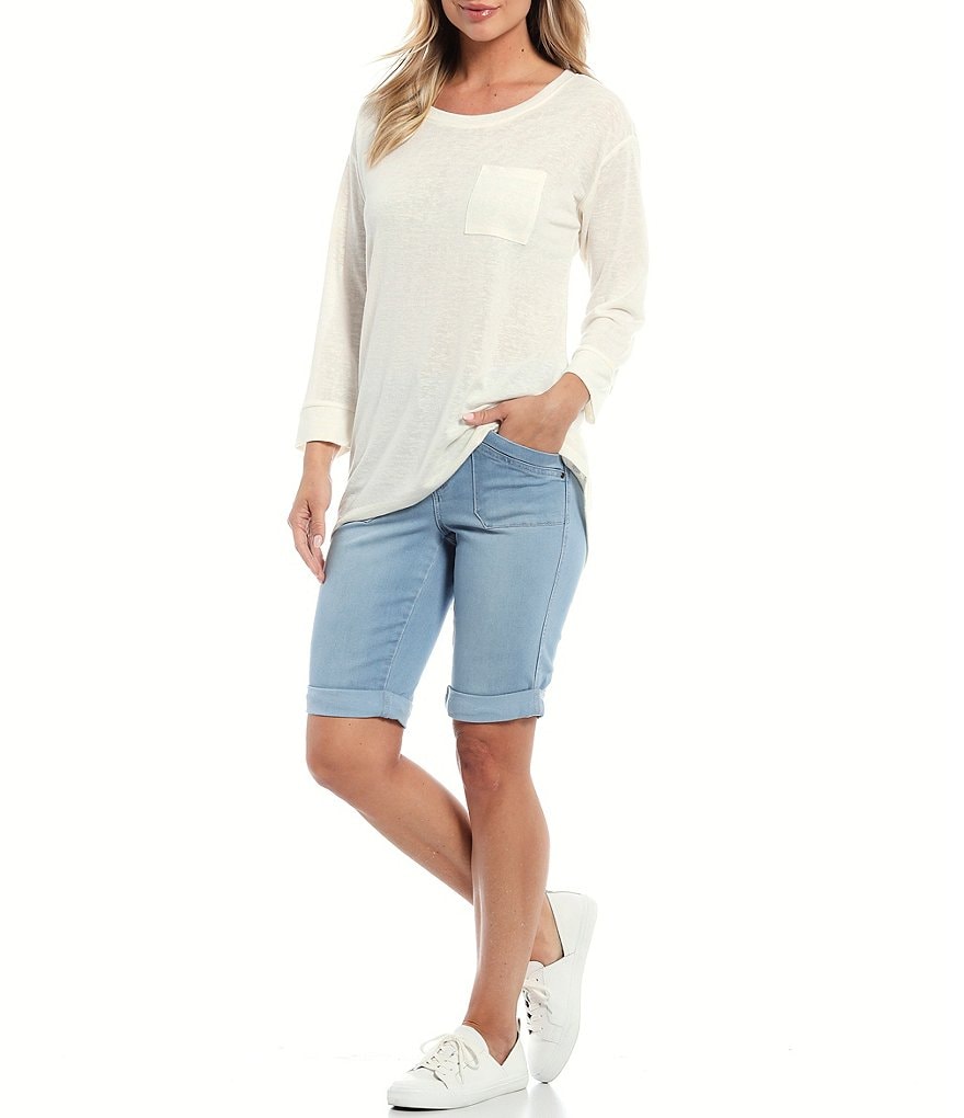 Intro REPREVE&reg; Recycled Materials Cuffed Mid Rise Bermuda Shorts