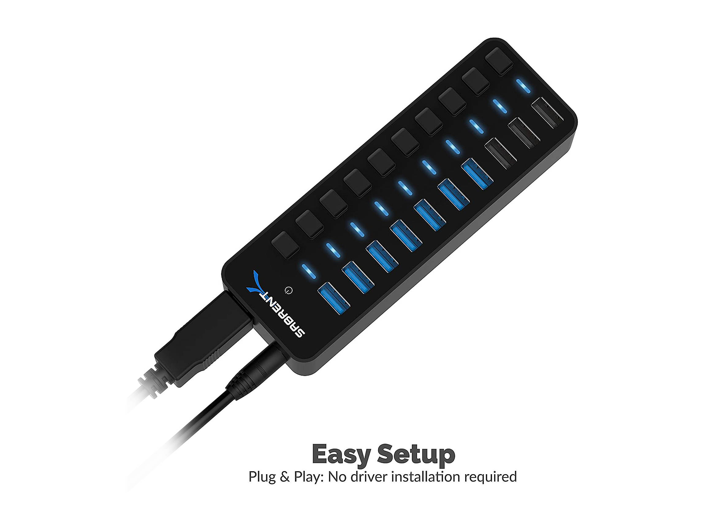 Sabrent 36W 7-Port USB 3.0 Hub with Individual Power Switches and LEDs (HB-BUP7)