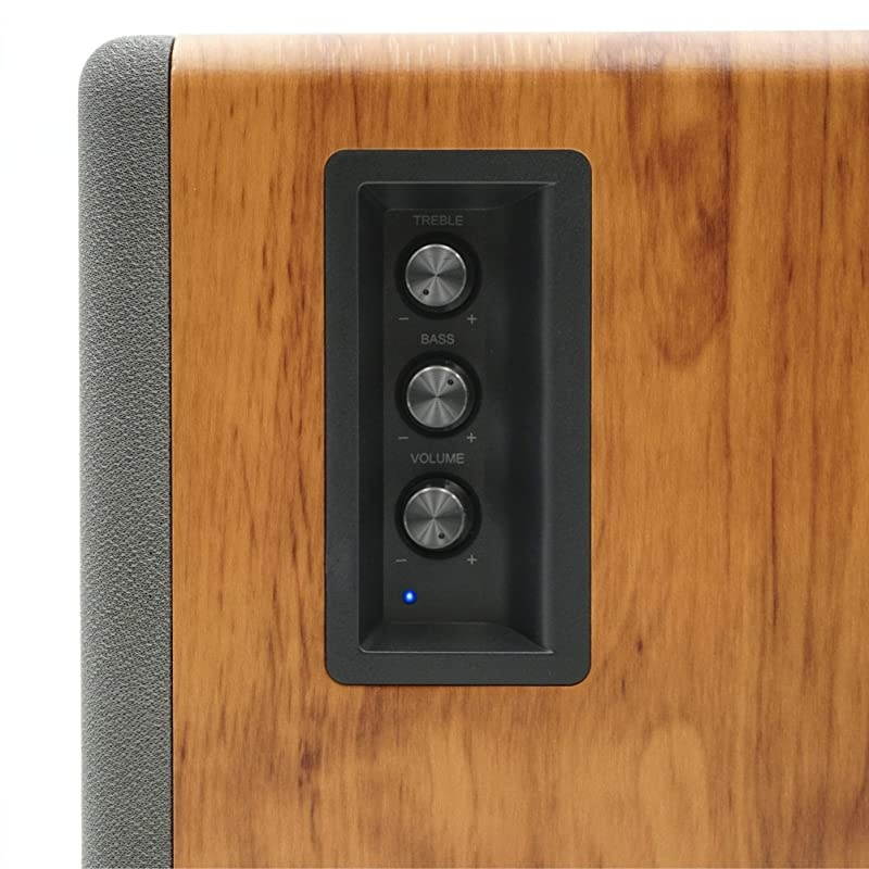 BT25 Active Bluetooth Bookshelf Speakers with Built-in Amplifier - Studio Monitor Speaker -2 AUX Input - Full Function Remote Control - Wooden Enclosure - 50 Watts RMS (Beech Wood)