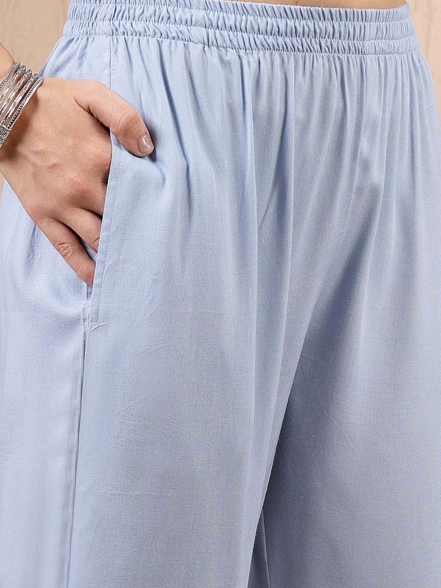 Stylum Blue Embroidered Top Pant Set