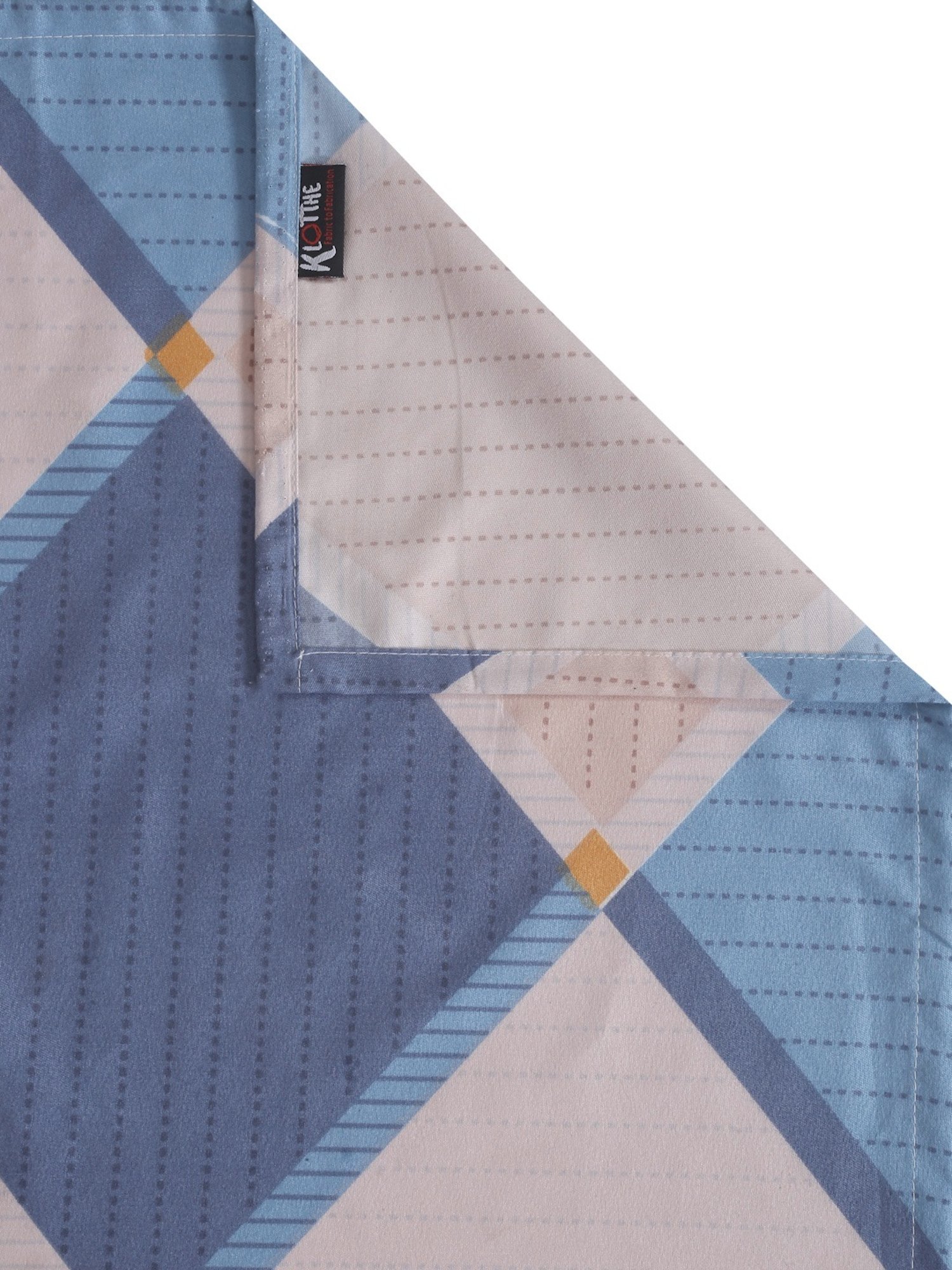 Klotthe Geometric Blue 210 TC Cotton Blend Single Bedsheet with 1 Pillow Cover