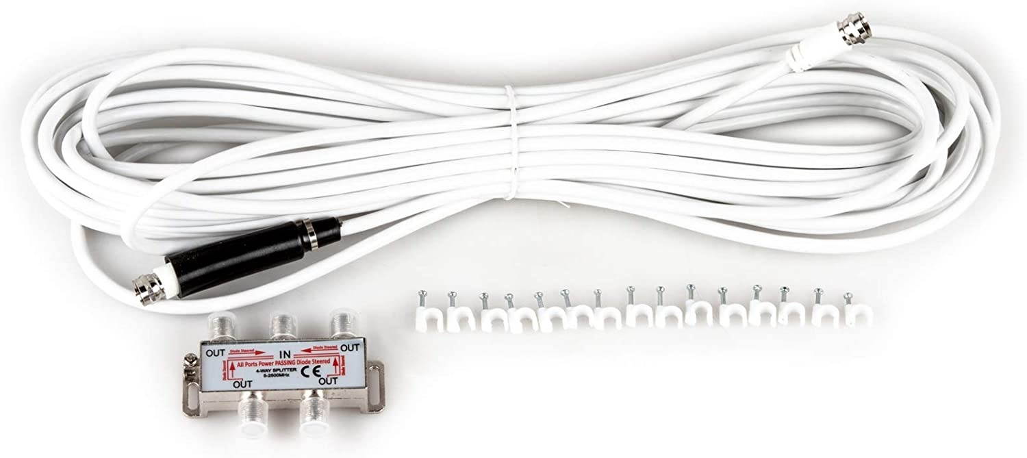 FiveStar Outdoor HDTV Antenna 2019 Newest Model Up to 150 Miles Long Range with Motorized 360 Degree Rotation, UHF/VHF/FM Radio with Infrared Remote Control Advanced Design Plus Installation Kit