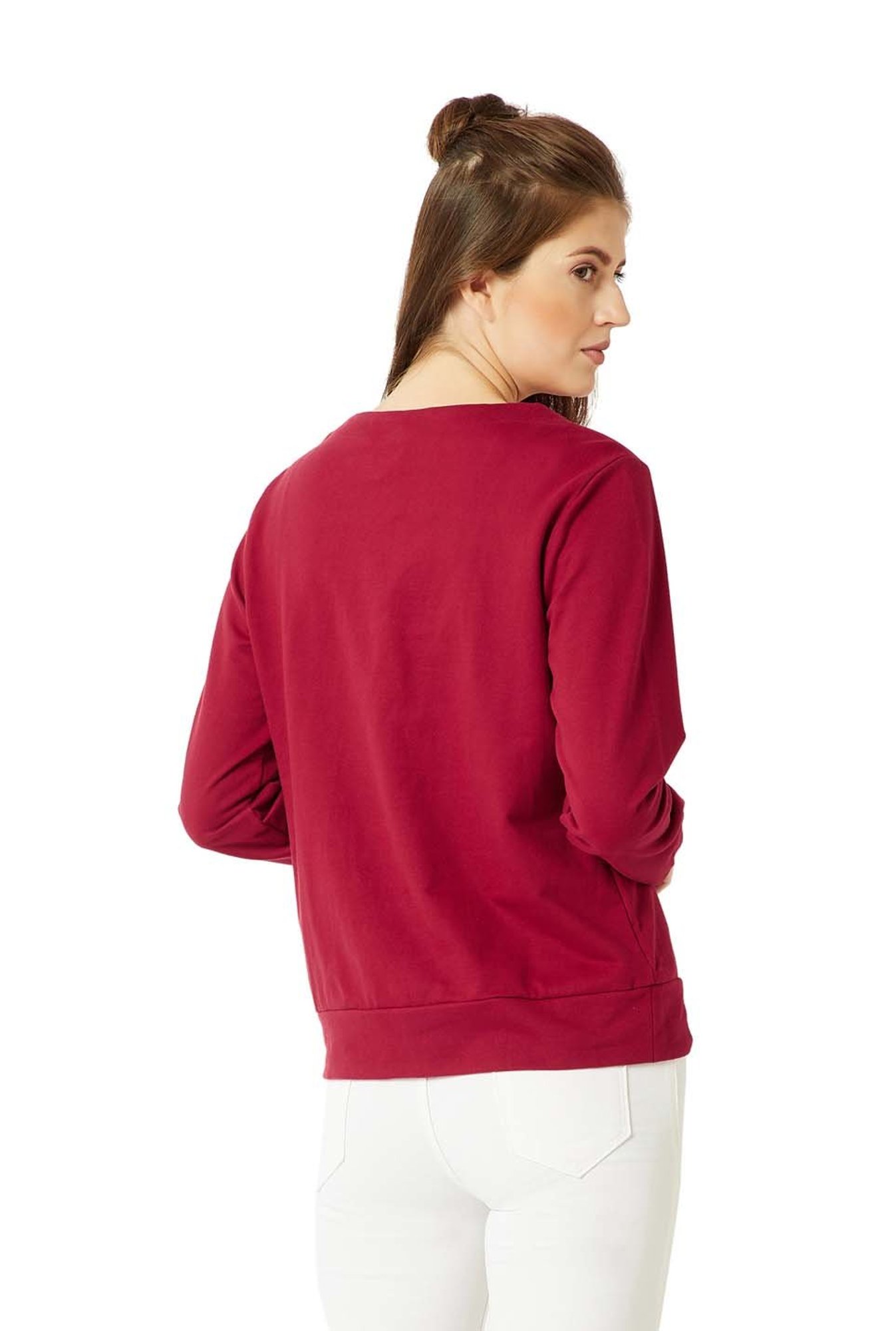 Miss Chase Maroon Cotton Sweatshirt