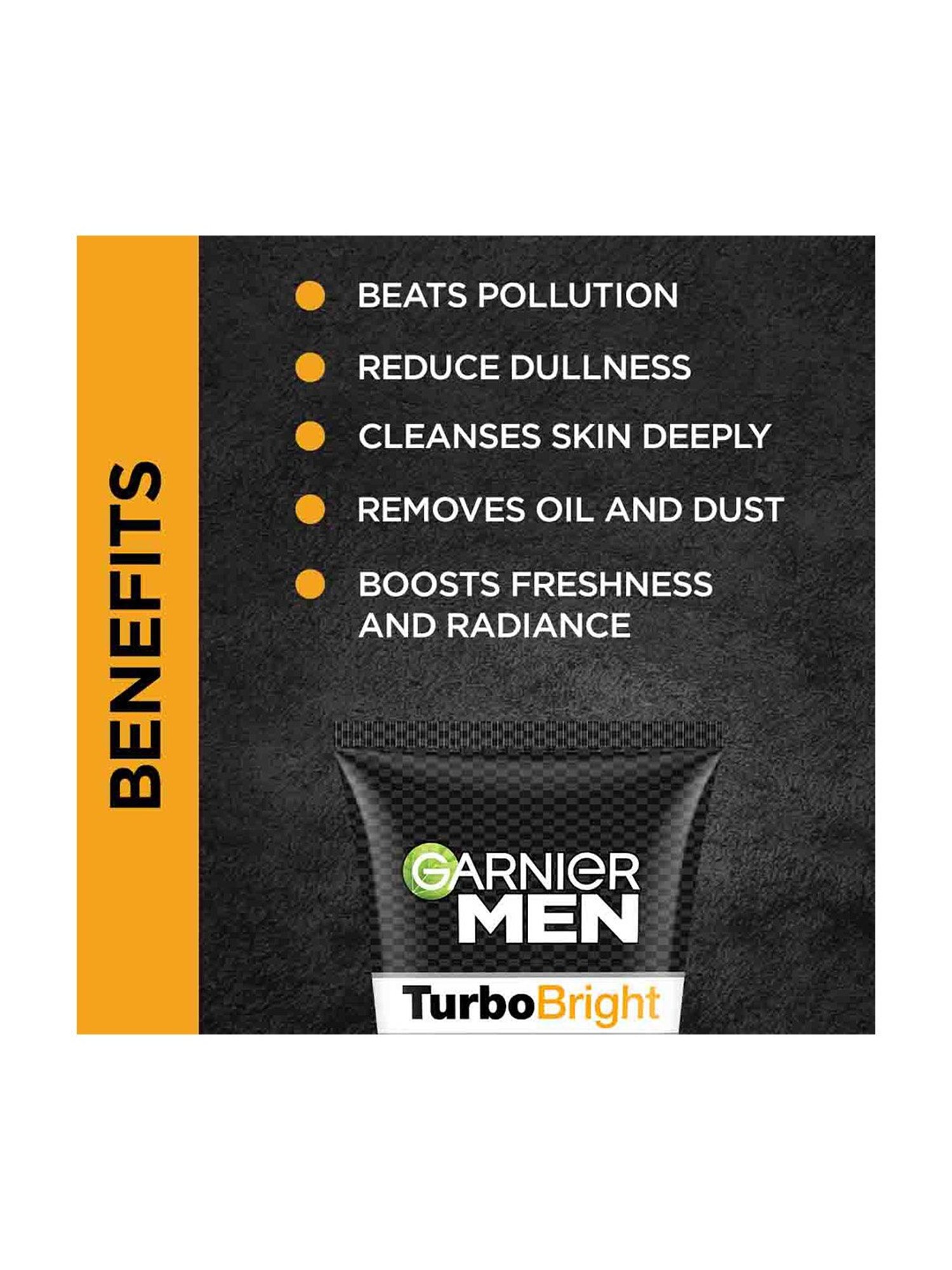 Garnier Men Turbo Bright Anti-Pollution Double Action Face Wash - 100 gm