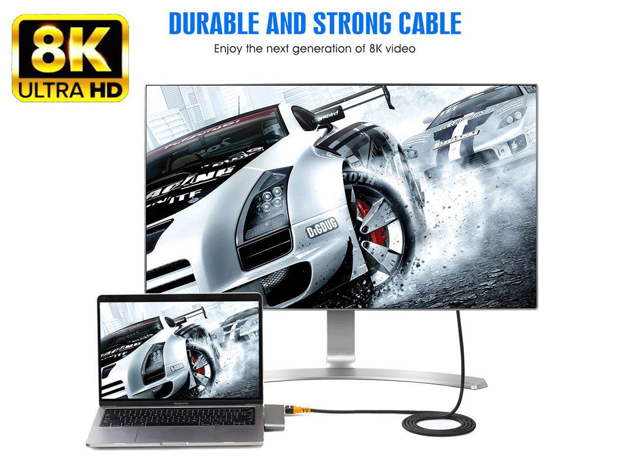 8K HDMI Cable 6.6ft / 2M, HDMI 2.1 Ultra HD 48Gpbs, 8K@120K120 144Hz eARC HDR10 4:4:4 HDCP 2.2 & 2.3 Compatible with Dolby Vision Xbox PS4 PS5 Apple TV 4K Roku Fire TV Switch Vizio Sony LG S