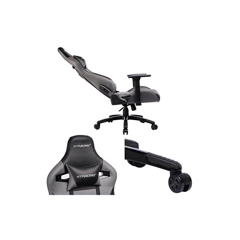 Gaming Chair Racing Style Recliner Seat Height Adjustment Computer Office Chair with Pillows GTF83 (Grey)
