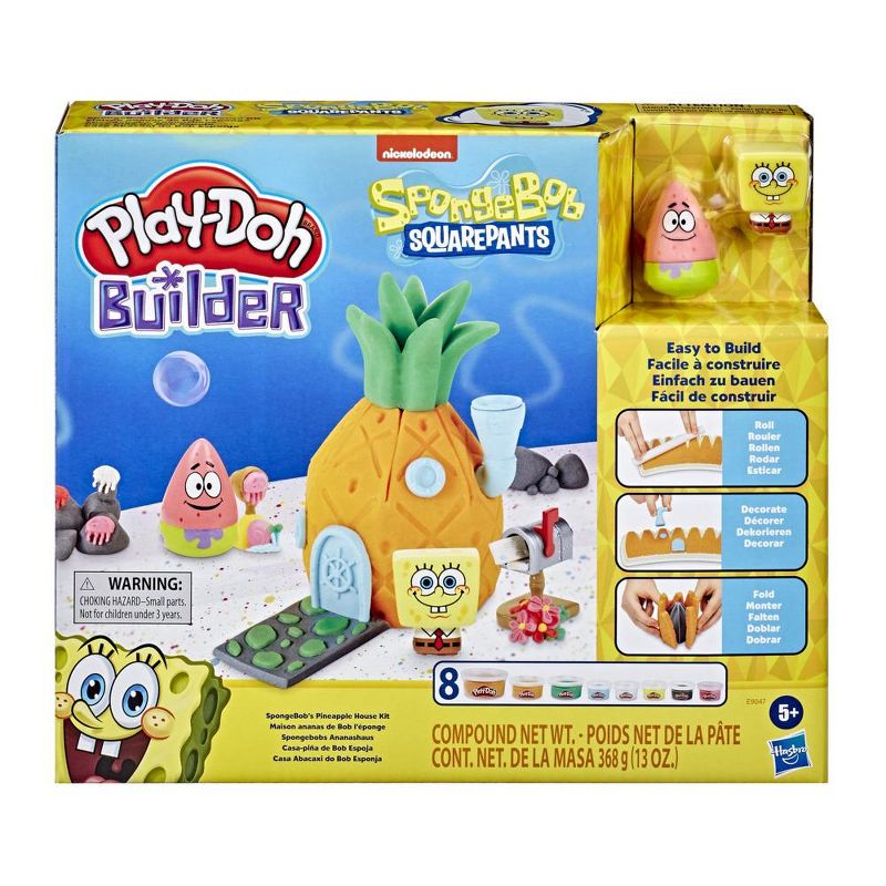 Play-Doh Builder SpongeBob SquarePants Pineapple House Toy Building Kit for Kids 5 Years and Up with 8 Cans of Non-Toxic