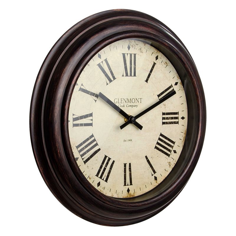 12" Traditional Bronze Roman Numeral Wall Clock Bronze - Patton Wall Decor