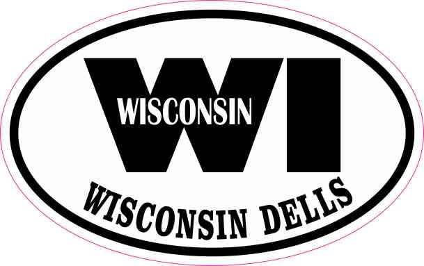 StickerTalk Oval WI Wisconsin Dells Vinyl Sticker, 4 inches by 2.5 inches