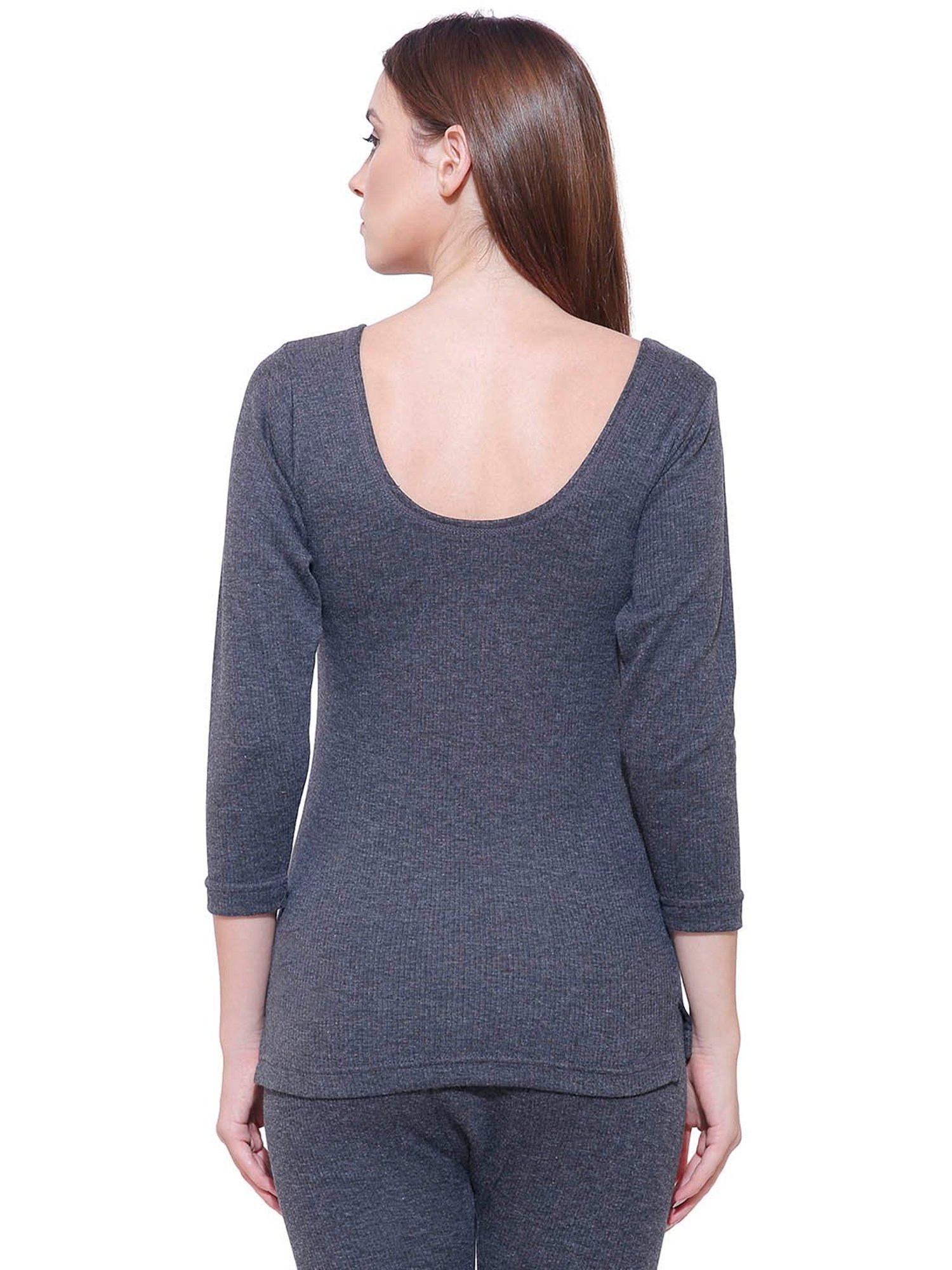 Bodycare Insider Grey Melange Textured Thermal Top