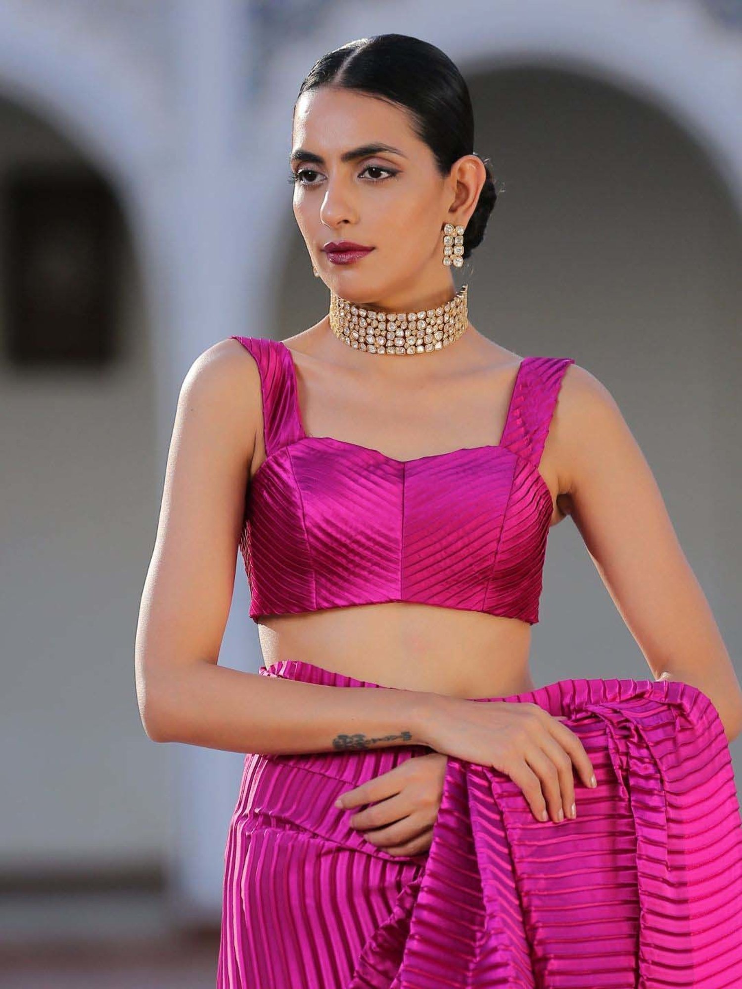 Swtantra Purple Plain Readymade Blouse