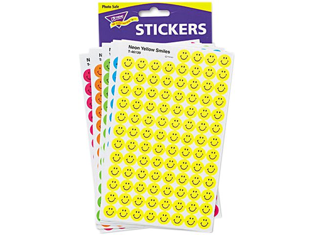 TREND T1942 SuperSpots & SuperShapes Sticker Variety Packs, Neon Smiles, 2500/Pack