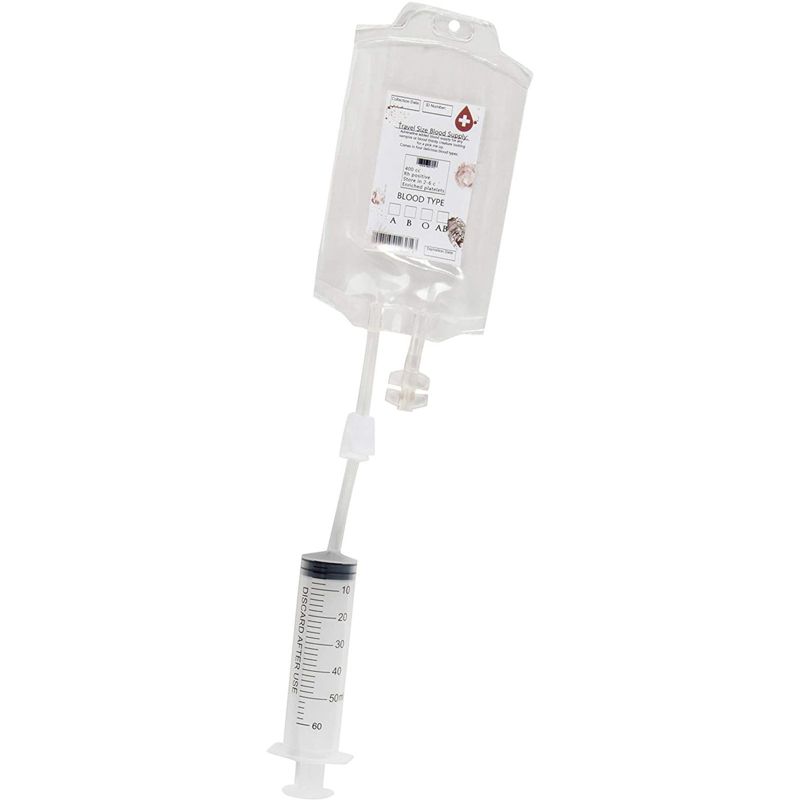 Blue Panda 15 Pack Reusable Blood Bag Drink Container, with Stickers & Syringe, Halloween Party Supplies 12 oz