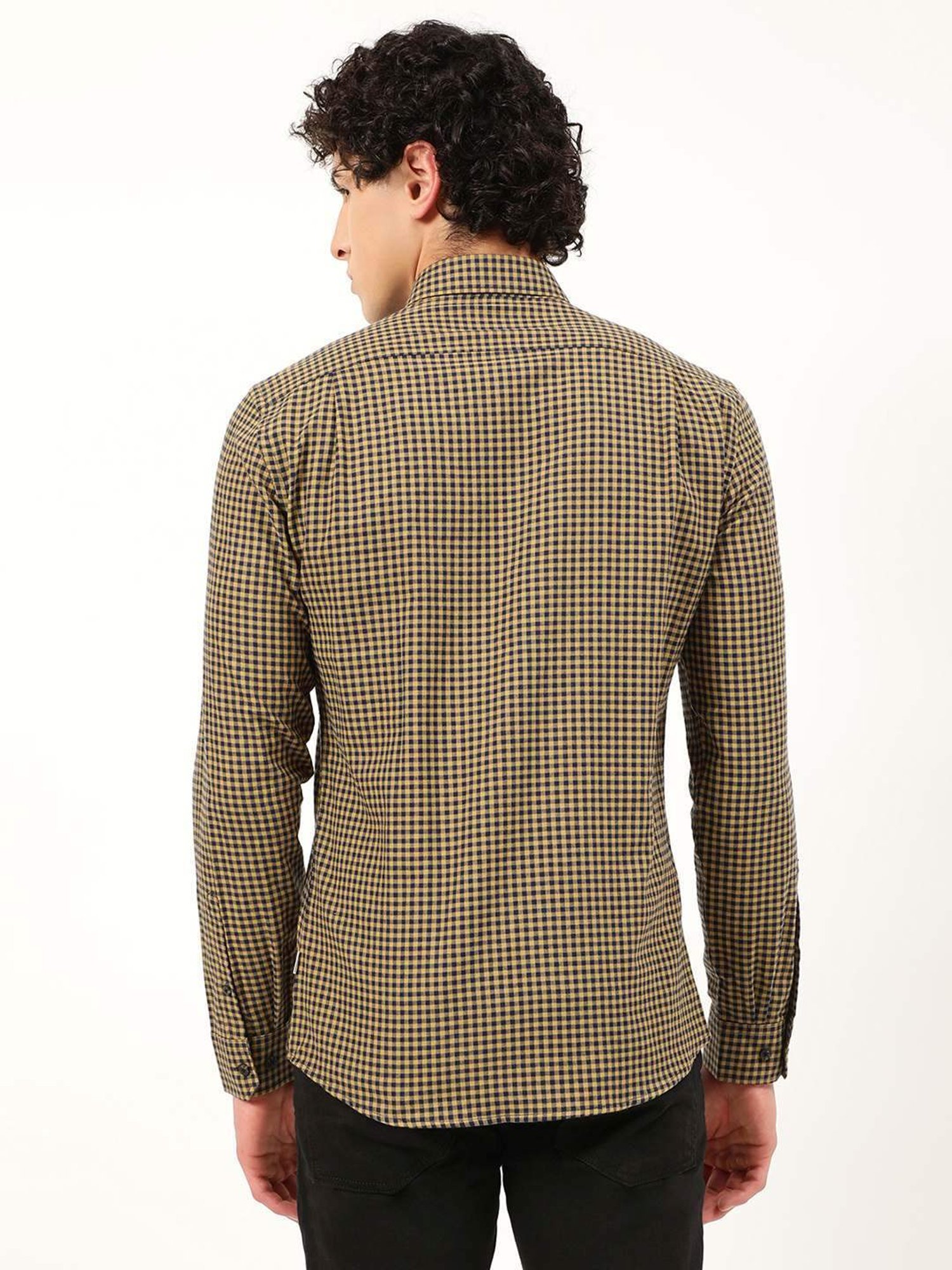 Lindbergh Mid Brown Cotton Slim Fit Checks Shirt