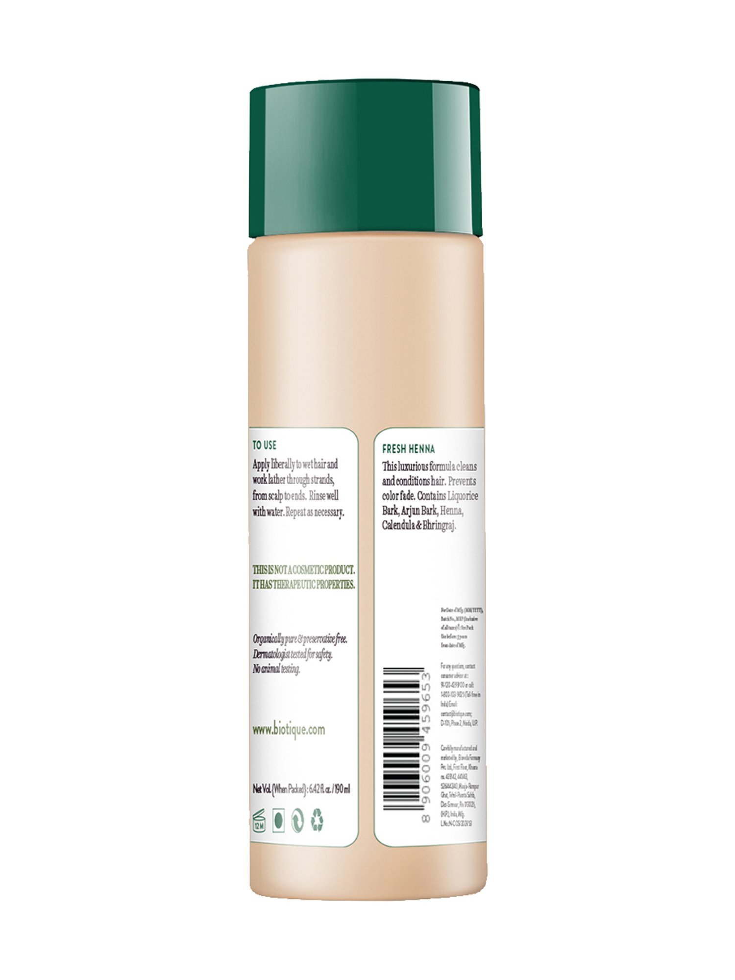 Biotique Fresh Henna Color Protect Shampoo with Conditioner - 190 ml