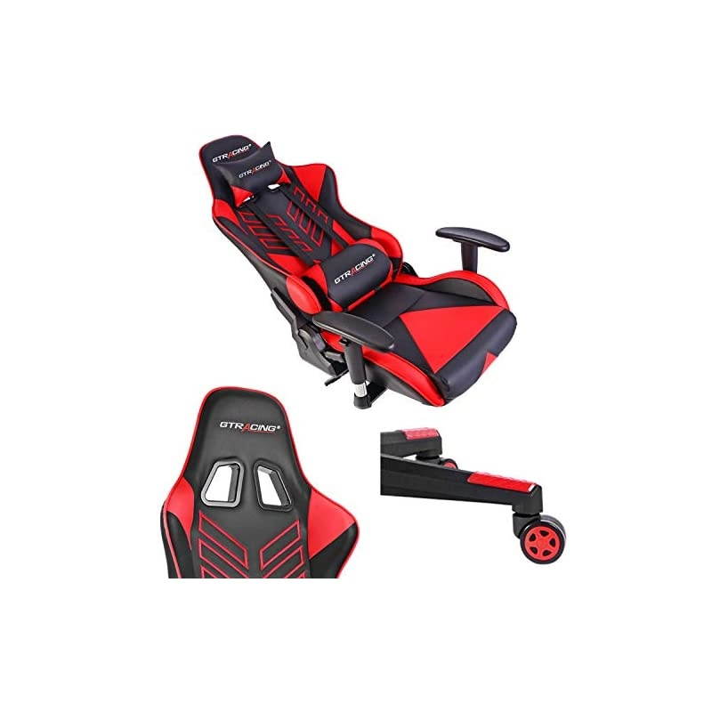 Chair Racing Office Chair Pu Leather High Back Computer Desk Chair Ergonomic Swivel Chair with Headrest and Lumbar Support Blue