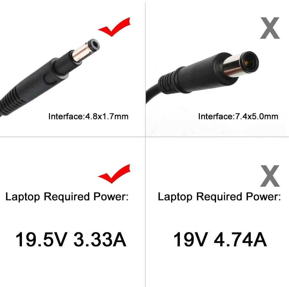 19.5V 3.33A 65W AC Adapter Laptop Charger for HP Pavilion TouchSmart 14-B109 14-B109WM 15-B142DX 14-B120DX 15-B129WM 15-B143 15-B143CL 15-B119wm 15-b152nr Envy 4Series 6Series Power Supply Cord