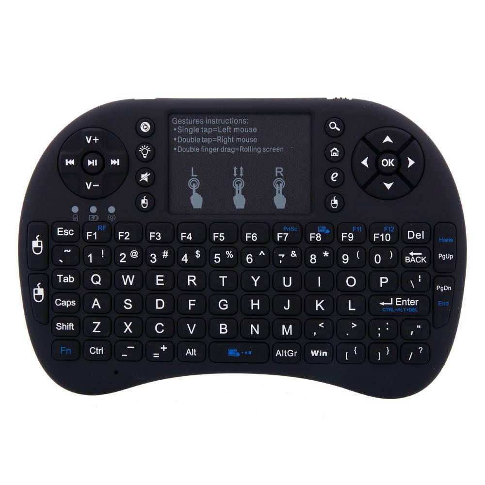i8  2.4GHz Mini Backlight Wireless Keyboard with Touchpad Black